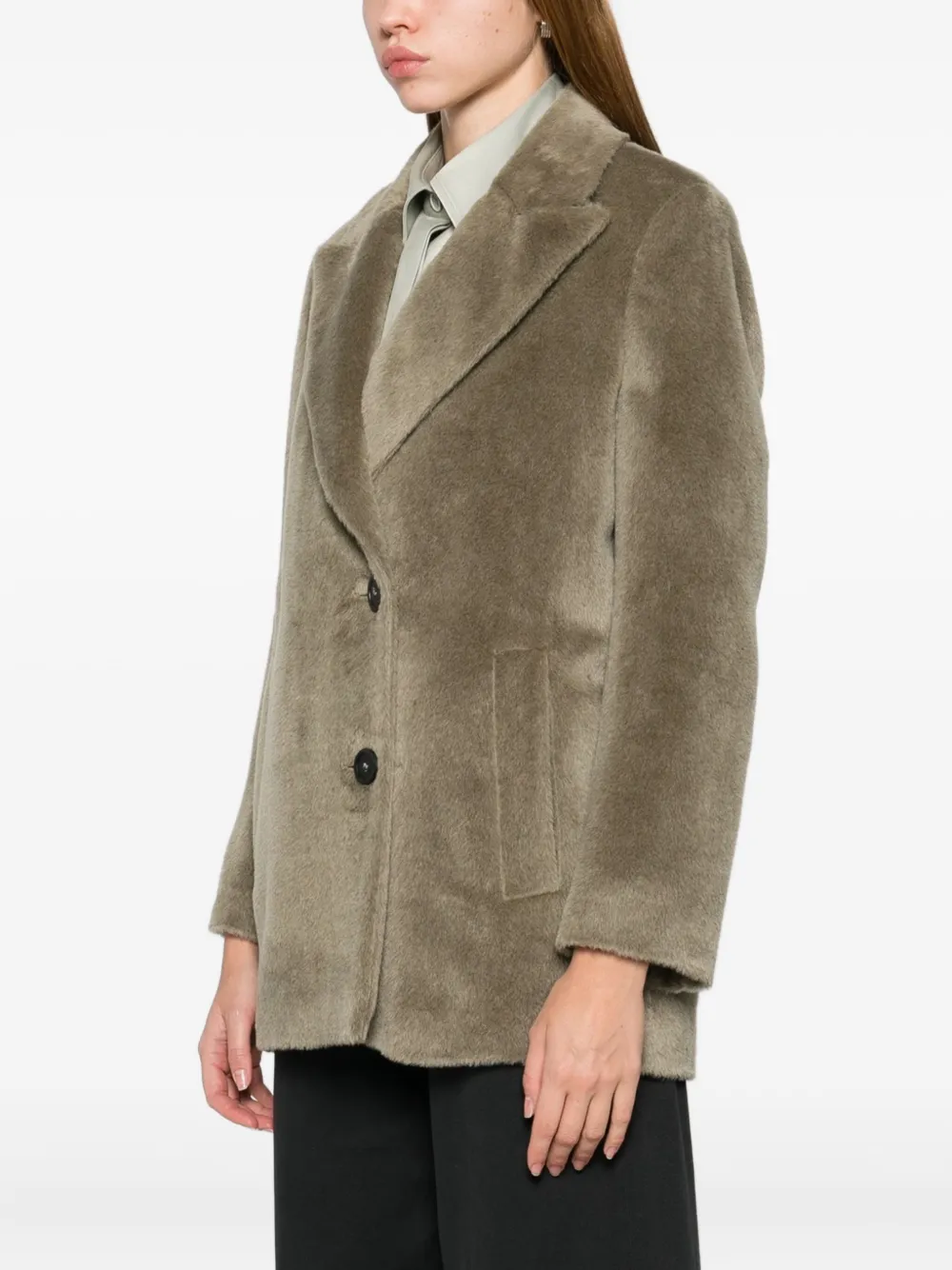Peserico Peak-lapels Coat In Green