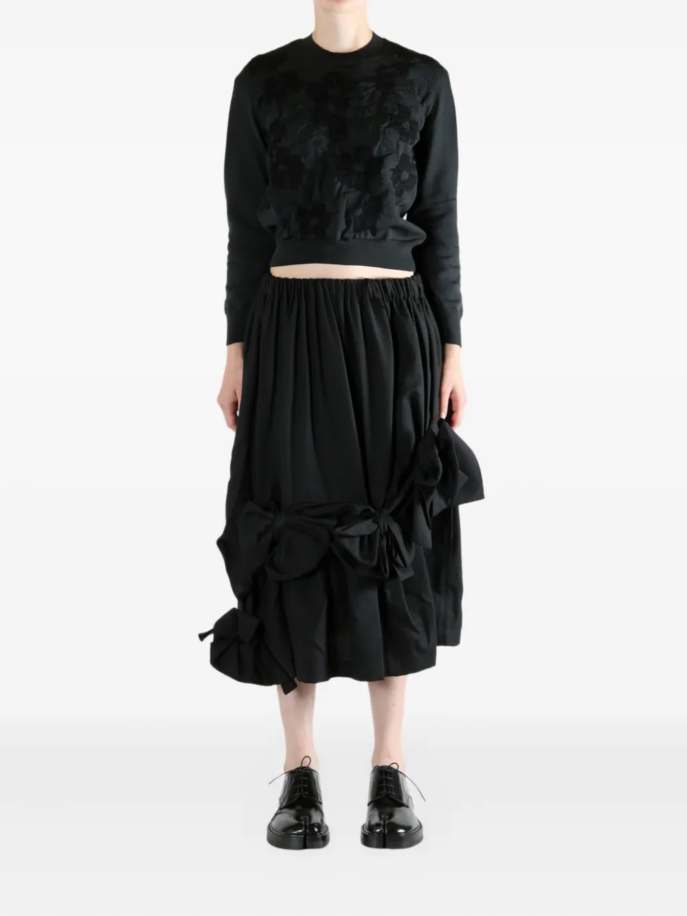 Comme Des Garçons Tao Floral-appliqué Buttoned Sweater In Blue
