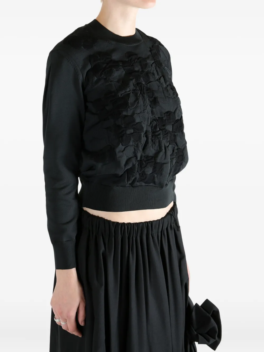 Comme Des Garçons Tao Floral-appliqué Buttoned Sweater In Blue