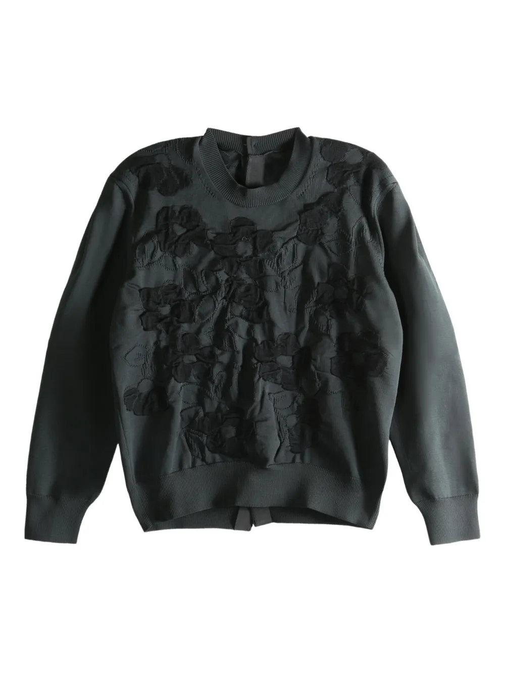 Comme Des Garçons Tao Floral-appliqué Buttoned Sweater In Blue