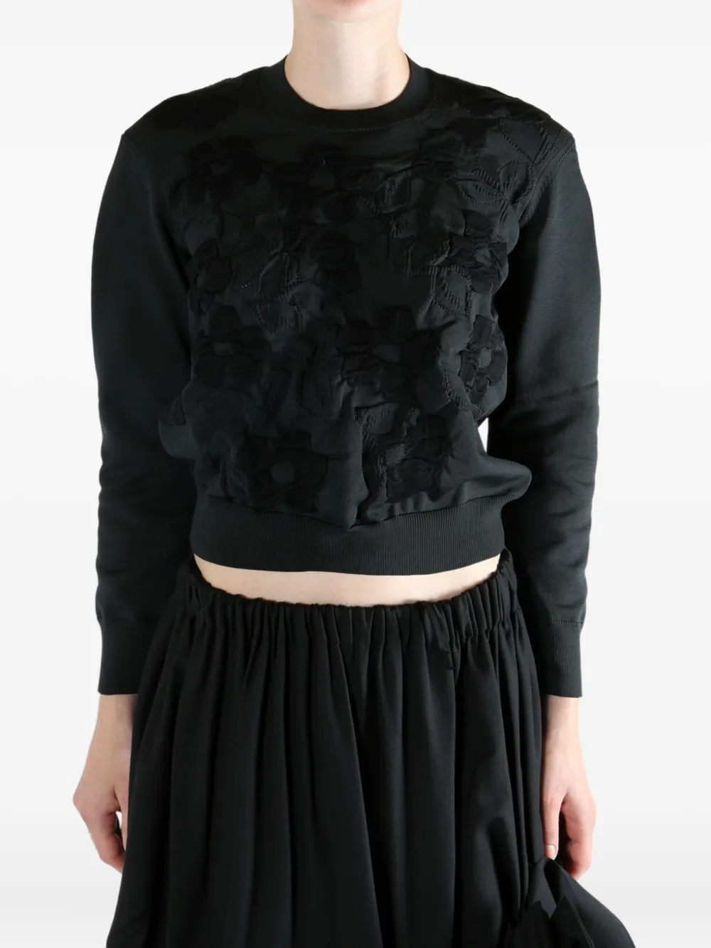 Comme Des Garçons Tao Floral-appliqué Buttoned Sweater In Blue
