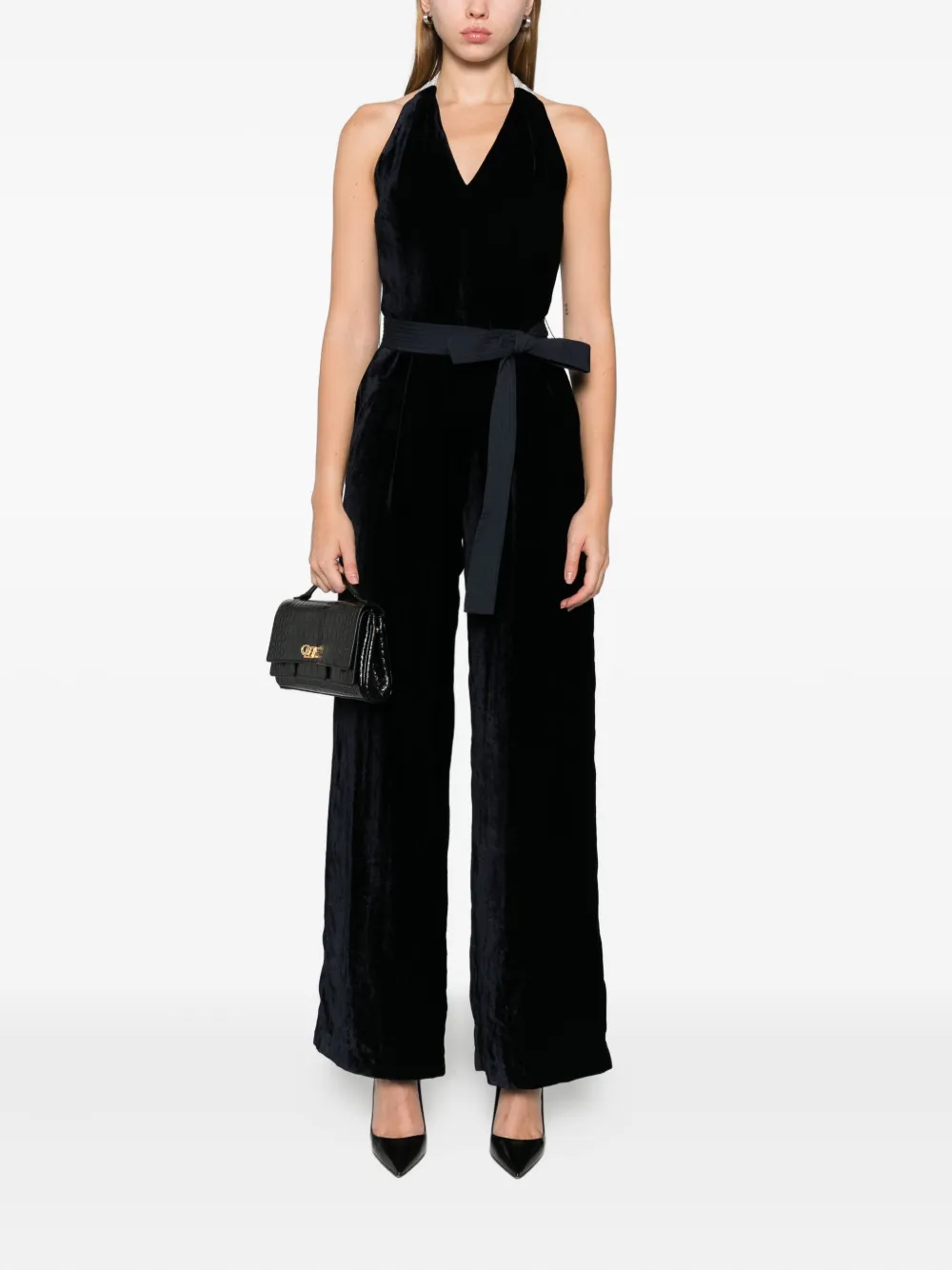 Peserico Jumpsuit met ceintuur - Zwart