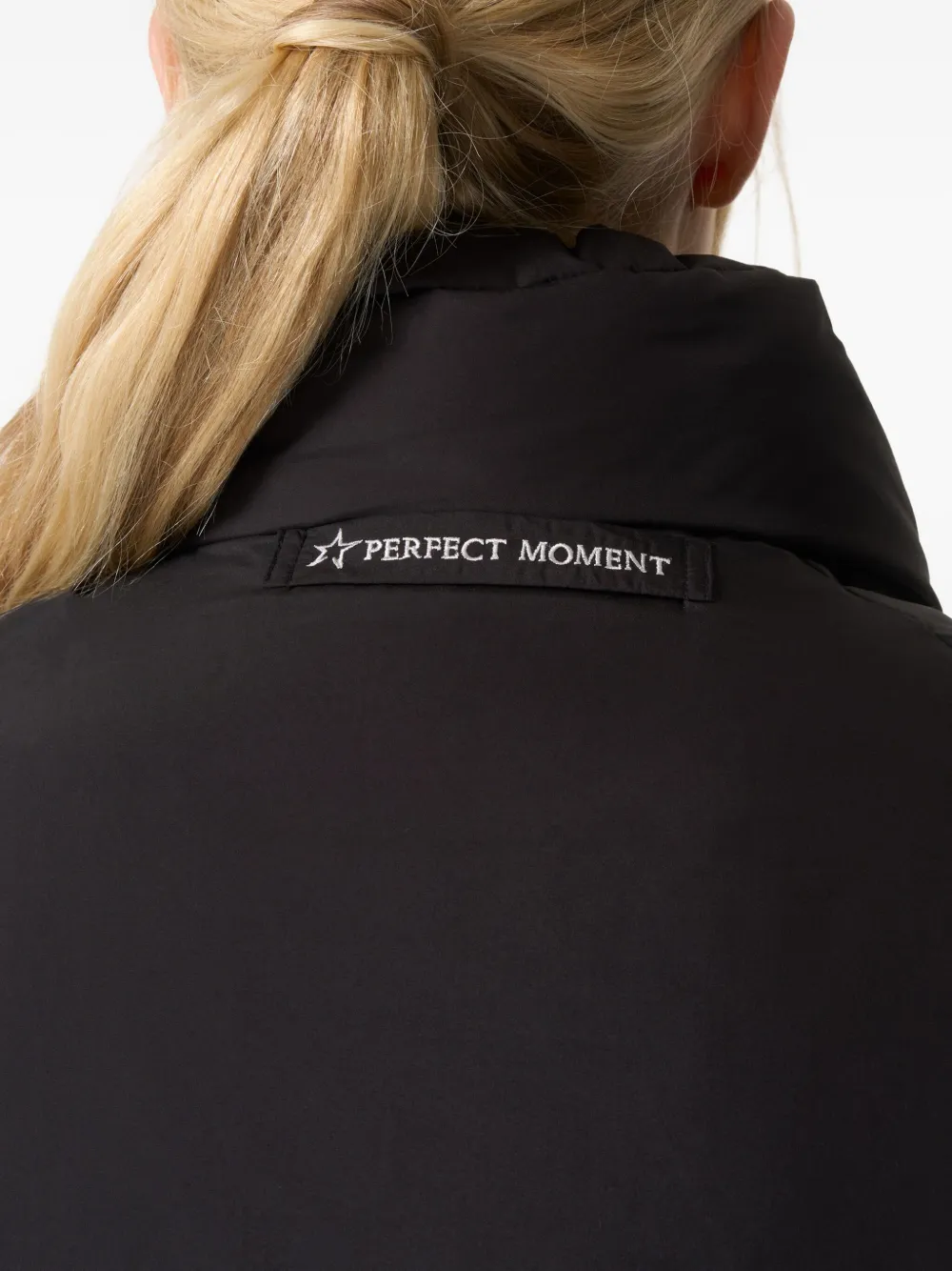 Perfect Moment Chevron Funnel-neck Gilet In Black