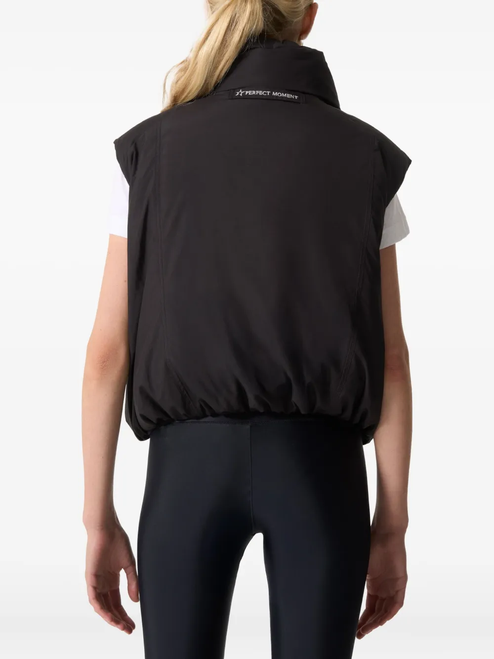 Perfect Moment Chevron Funnel-neck Gilet In Black