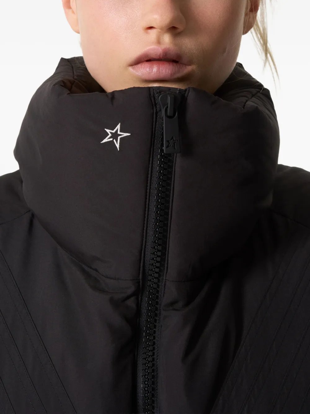 Perfect Moment Chevron Funnel-neck Gilet In Black