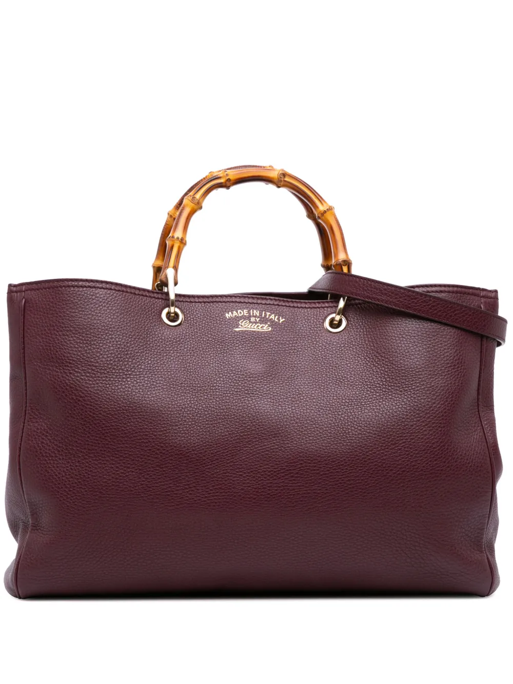Pre-owned Gucci 2016-2025 Large Calfskin Bamboo Shopper Satchel In Red