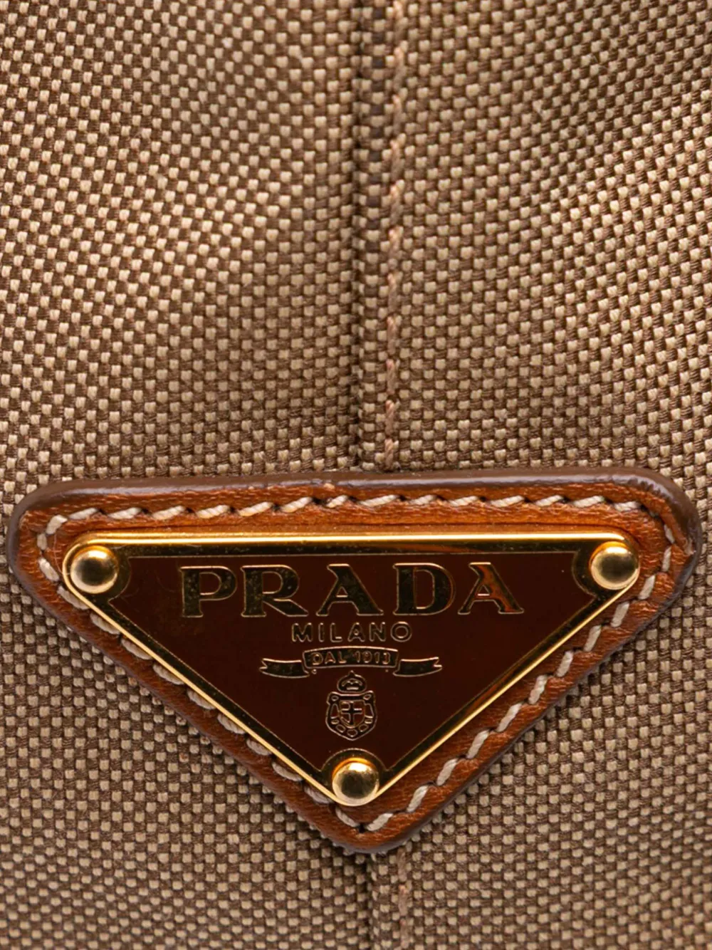 Pre-owned Prada 2010-2025 Canvas Canapa Logo Bow Satchel In Brown