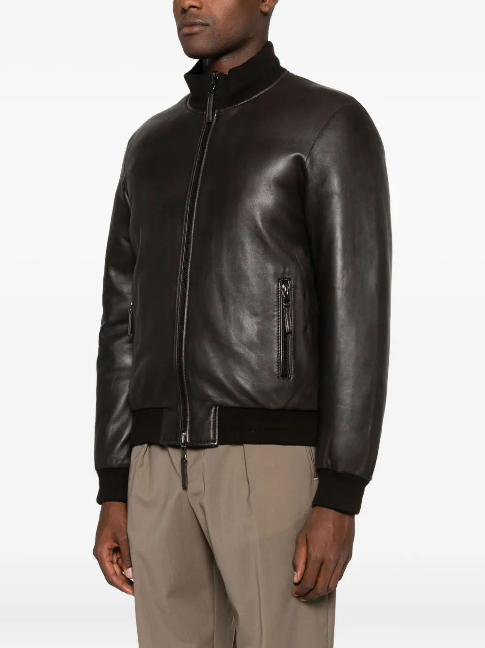 The Jack Leathers Leather Bomber Jacket In Black