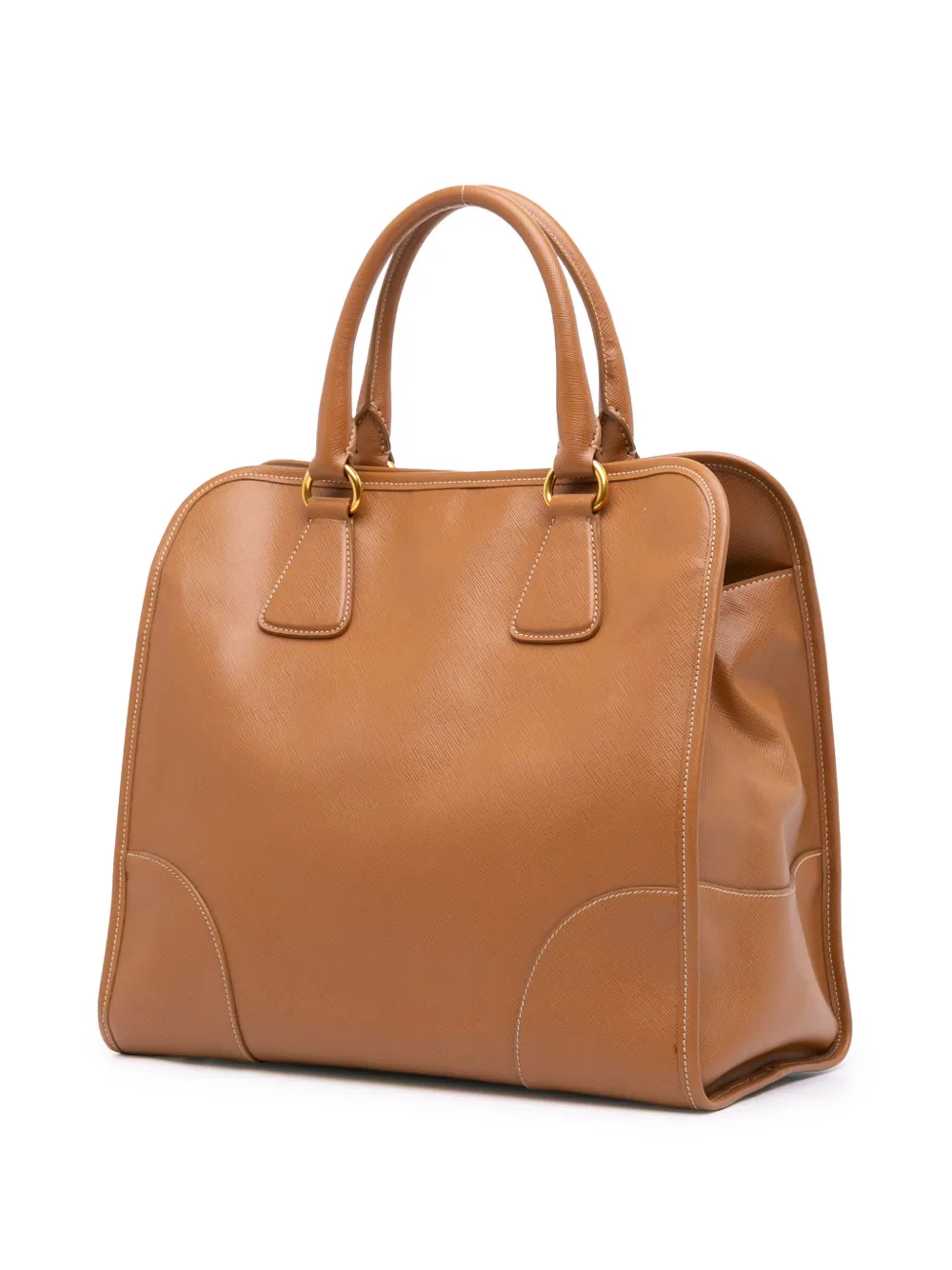 Pre-owned Prada 2010-2025 Saffiano Lux Shopping Tote Satchel In Brown