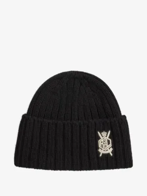 Burberry Equestrian Knight Cashmere Beanie | Black | FARFETCH display picture 1