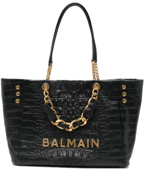Balmain chain embossed leather tote bag