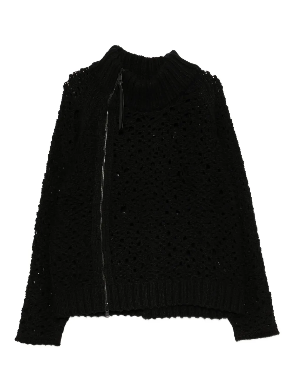 The Viridi-Anne mesh zip-up jumper | Black | Image 1