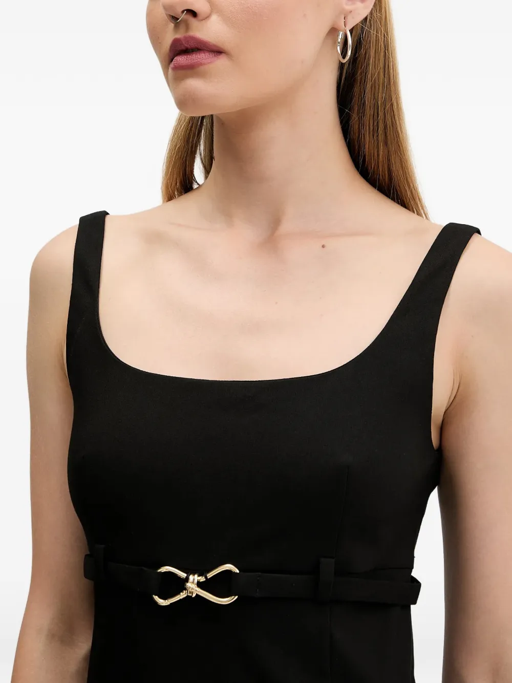 Hugo Boss Buckle-strap Mini Dress In Black