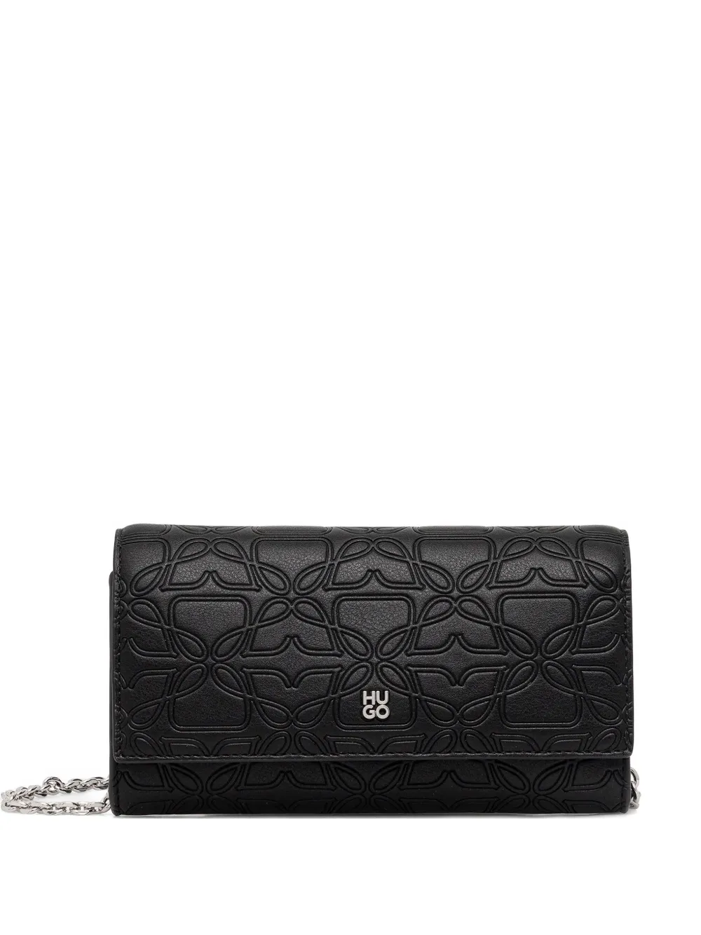 HUGO embossed chain clutch bag | Black | Image 1