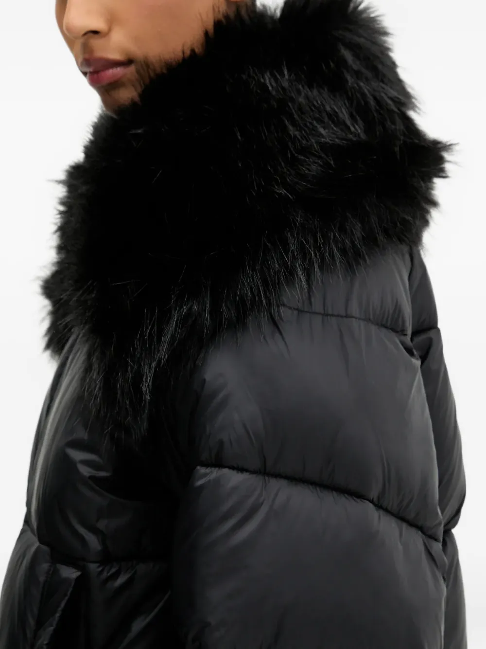 Hugo Boss Fur-collar Puffer Jacket In Black