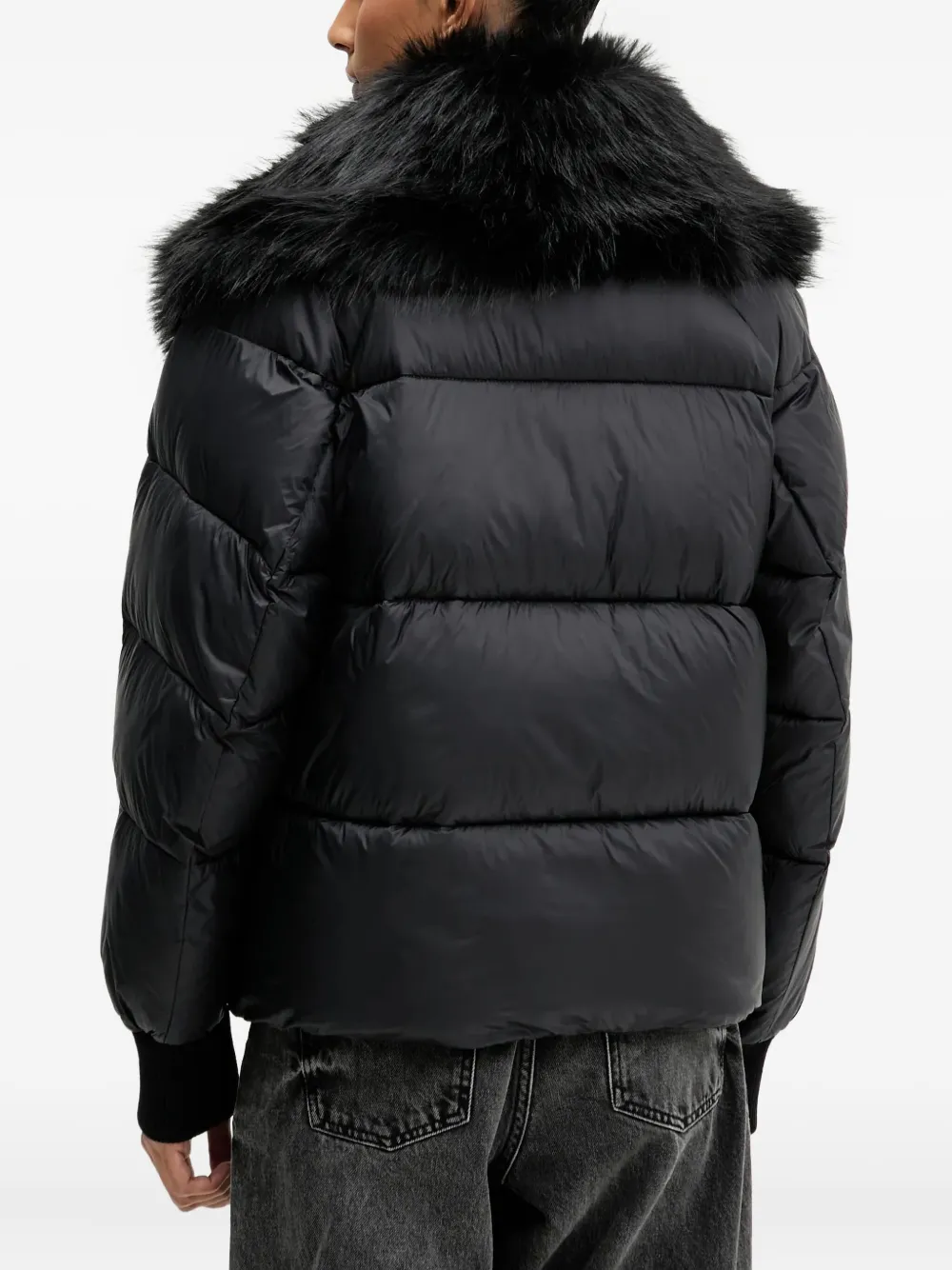 Hugo Boss Fur-collar Puffer Jacket In Black