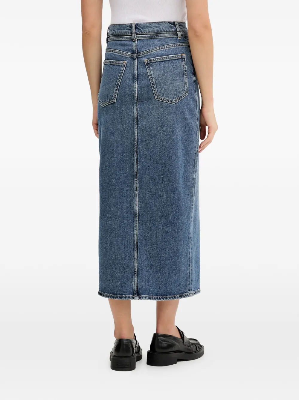 Hugo Boss Front-split Denim Midi Skirt In Blue