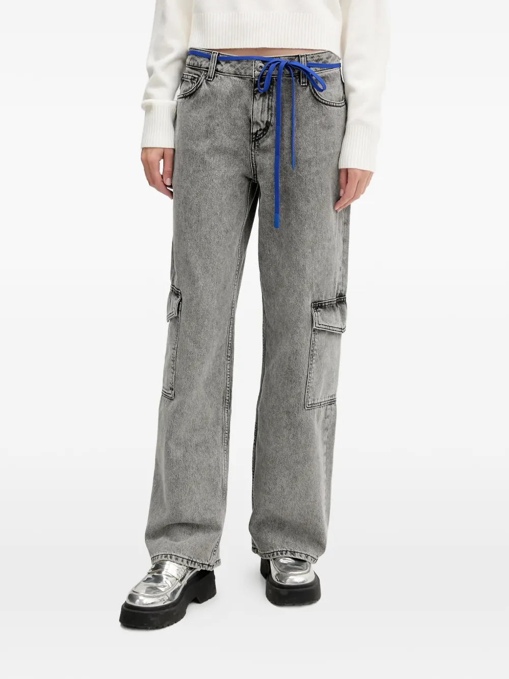 Hugo Boss Cargo Pocket Jeans In Gray