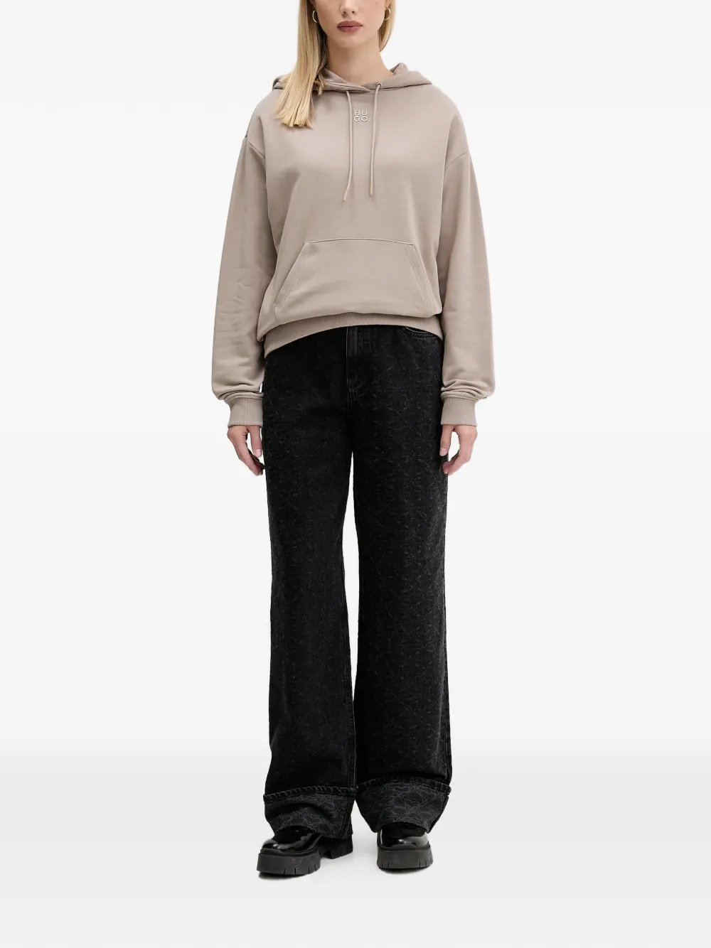 HUGO logo-detail hoodie - Beige