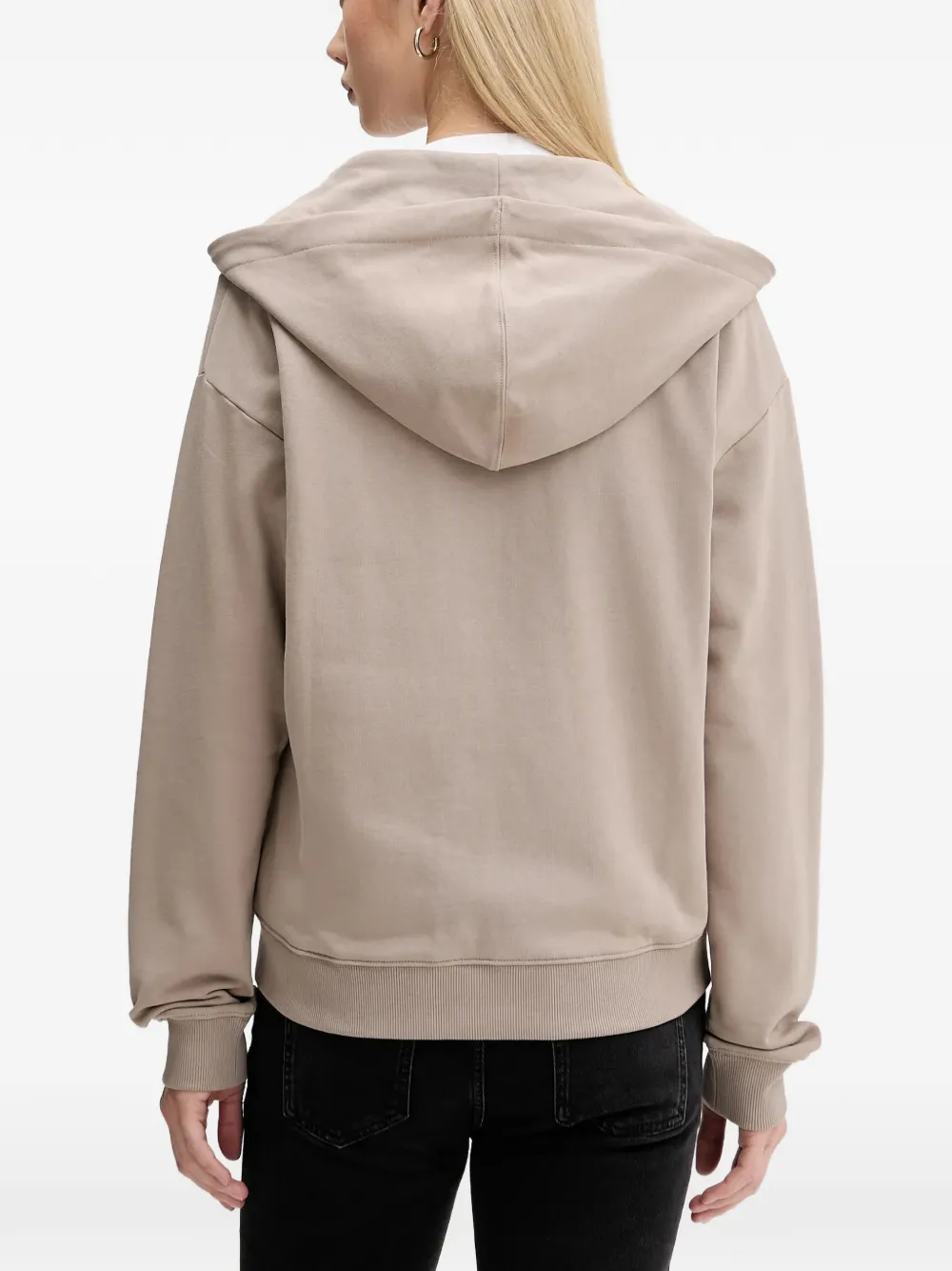 Hugo Boss Zip Hooded Hoodie In Neutral
