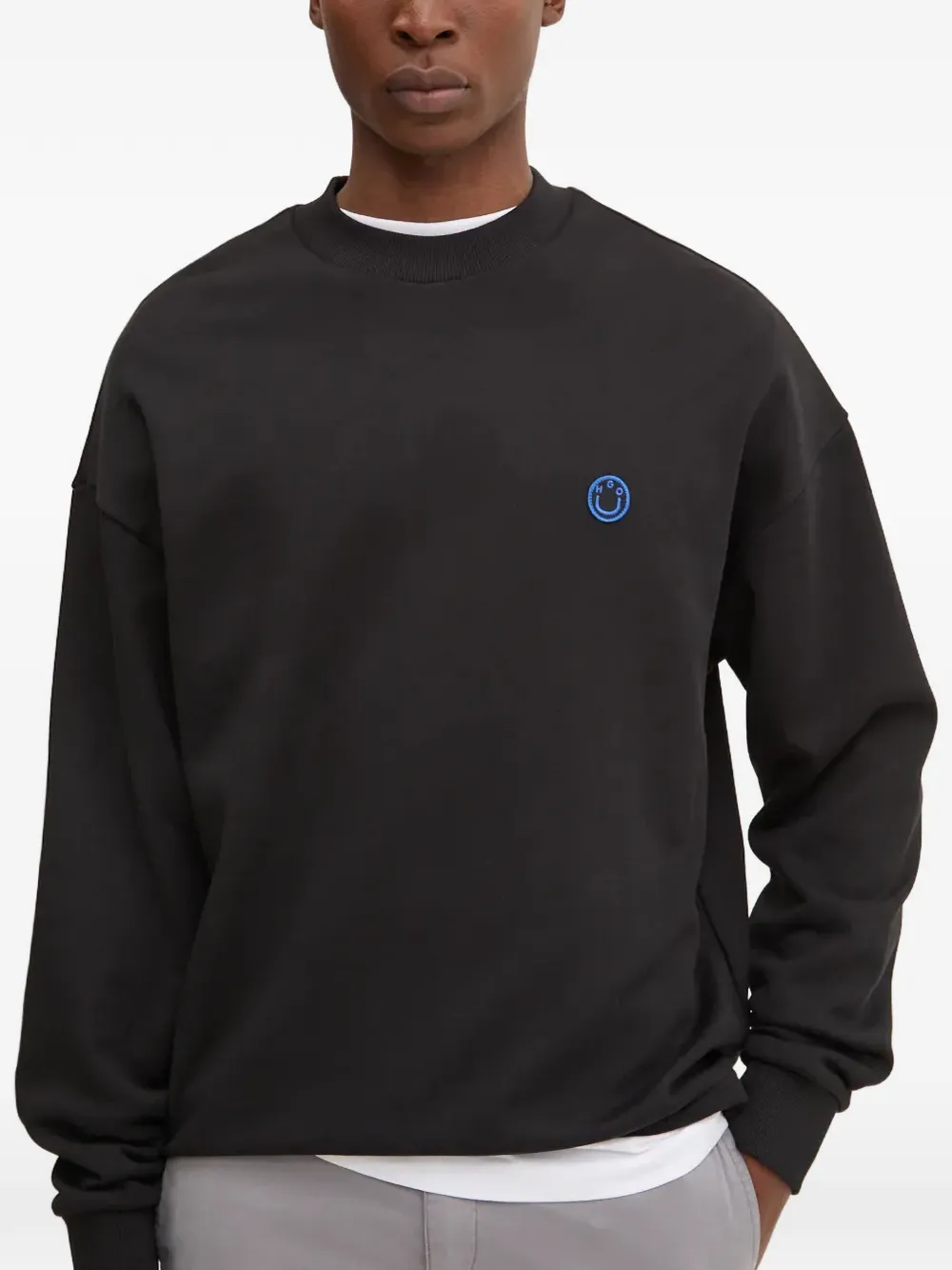 HUGO jersey con parche smiley | negro | Image 1