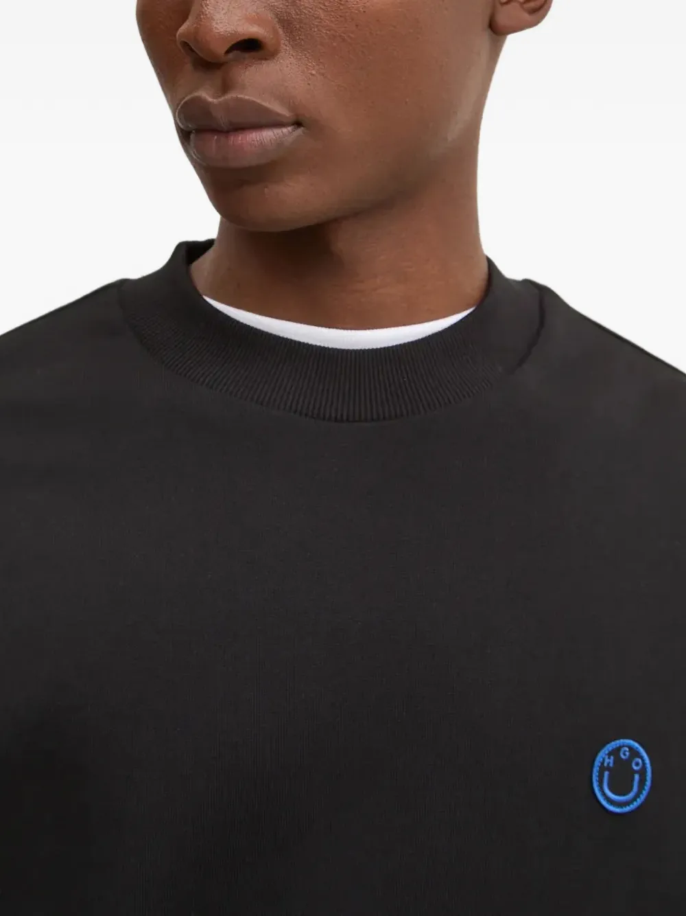 HUGO Trui met smiley-patch Zwart