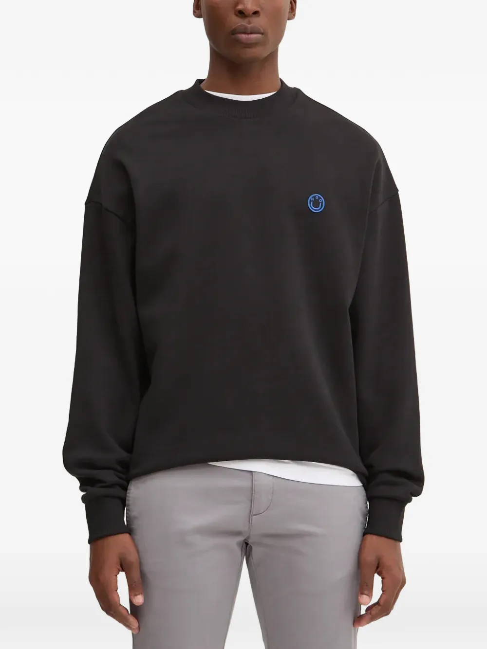 HUGO Trui met smiley-patch Zwart