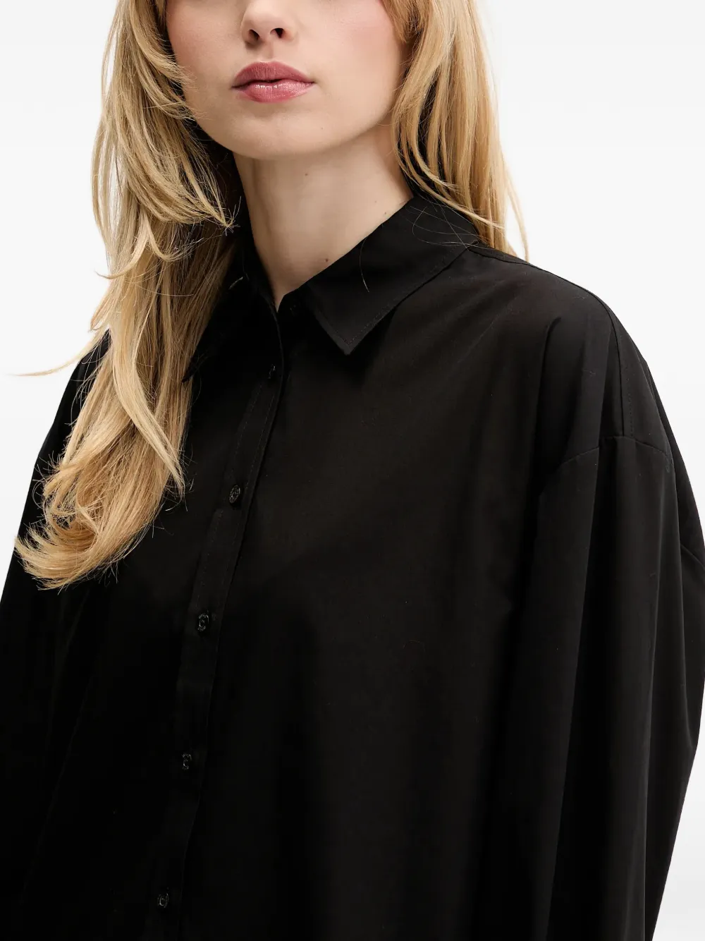 HUGO Blouse met geknoopte cuff Zwart