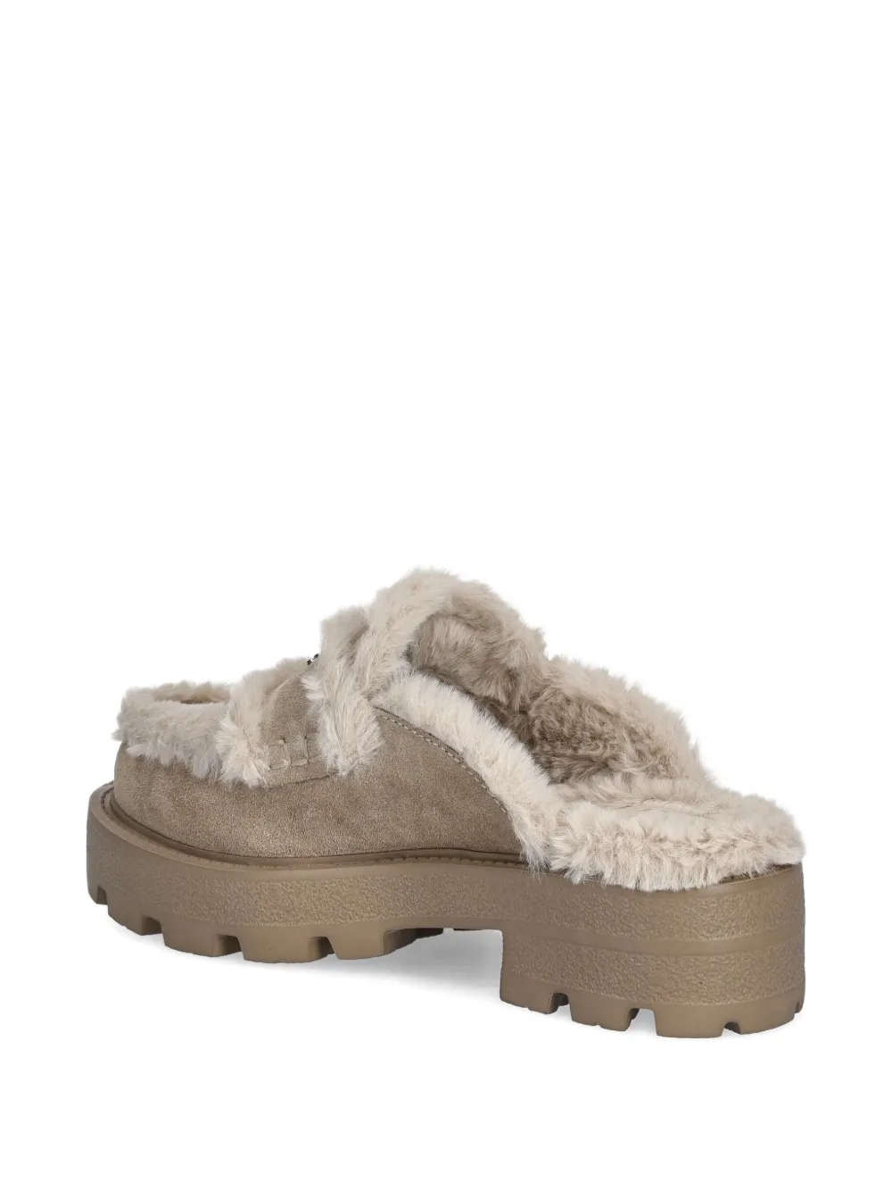 Guess Usa 45mm Yaneta Logo Faux-fur Mules In Neutral