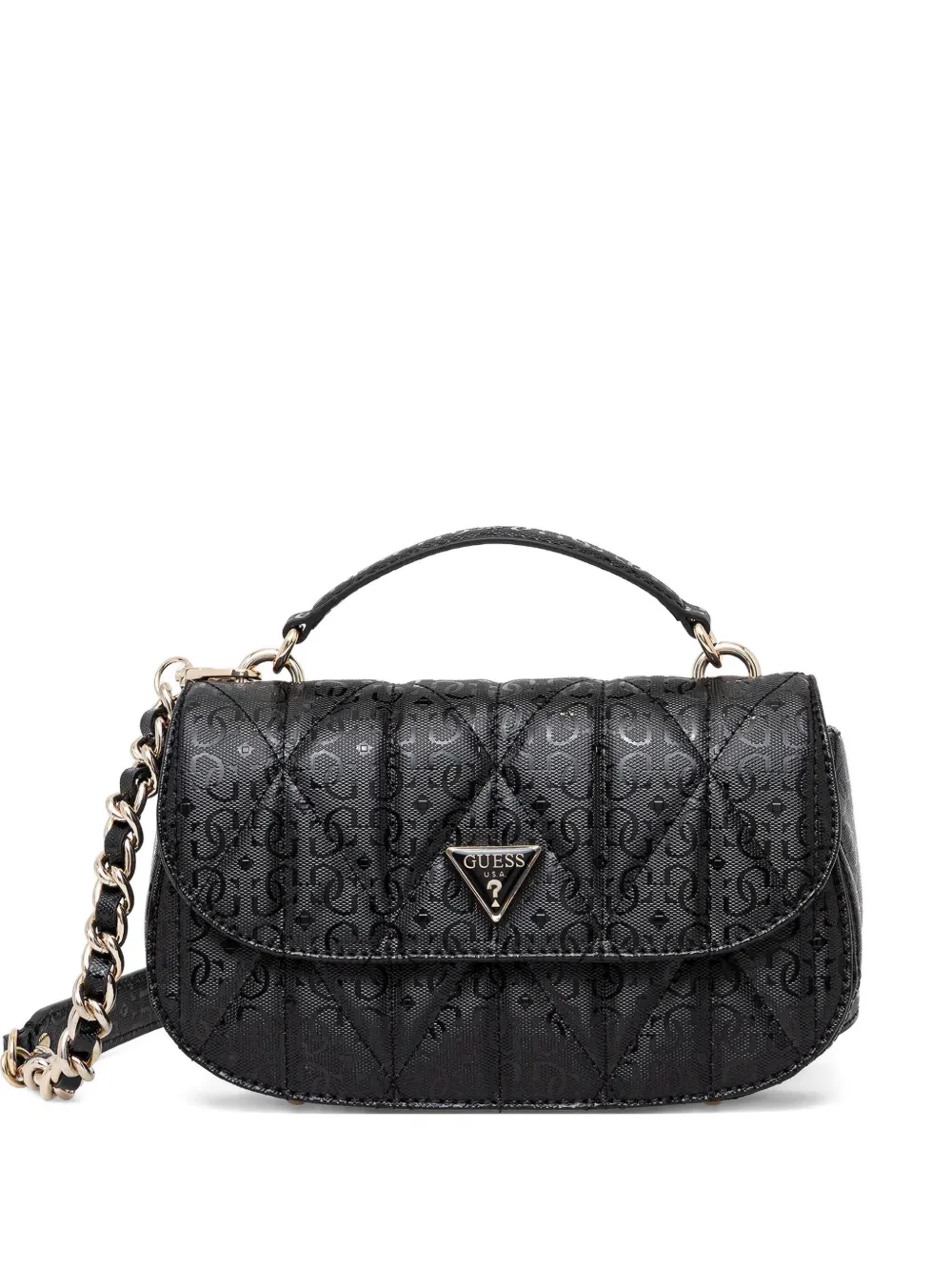Guess Usa Aldina Logo 4g Quilted Crossbody Bag In Black