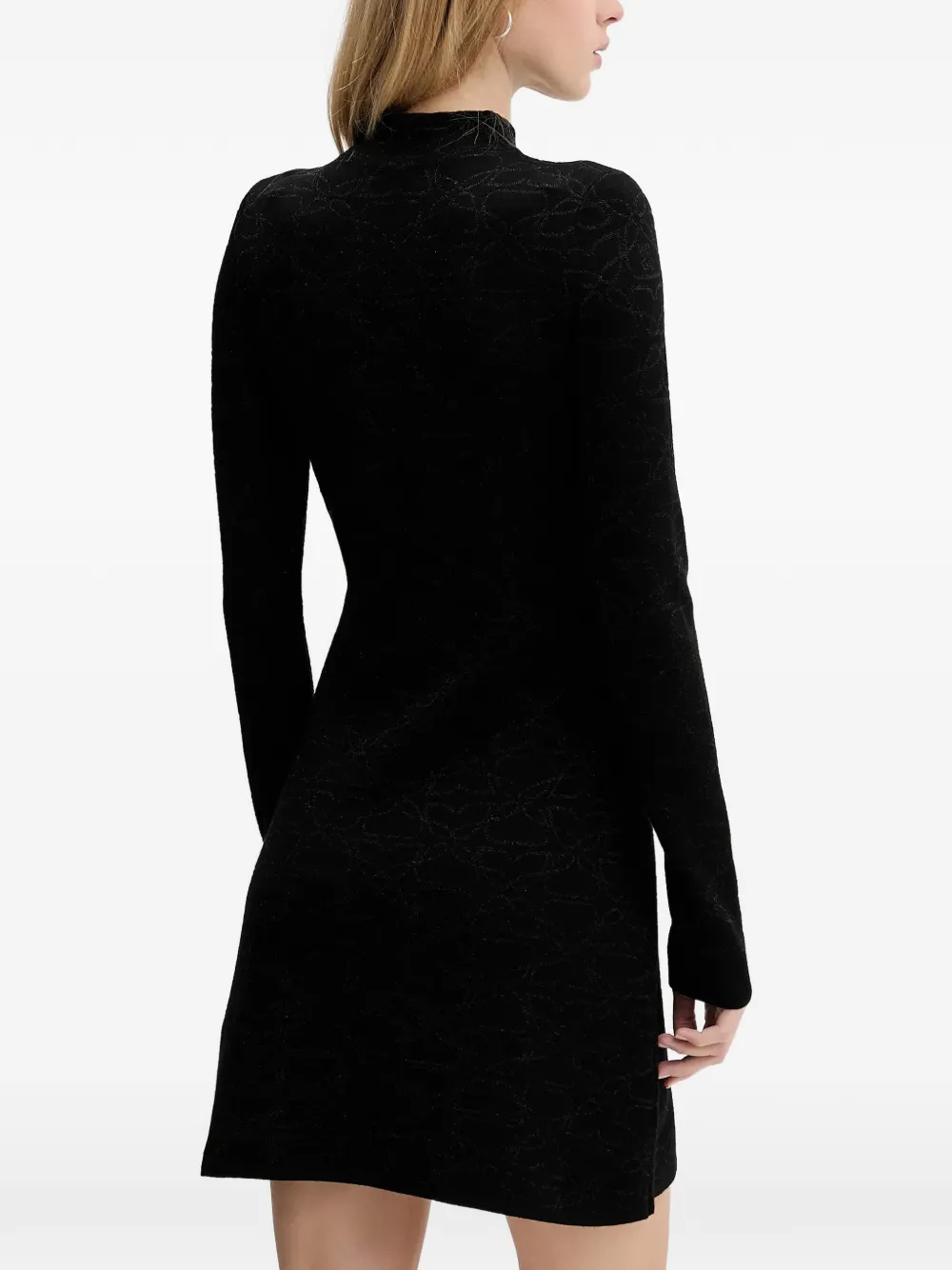 Hugo Boss Geometric-pattern Mini Dress In Black