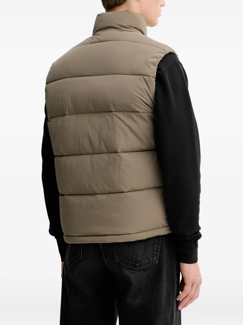 Hugo Boss Padded Logo-patch Gilet In Neutral