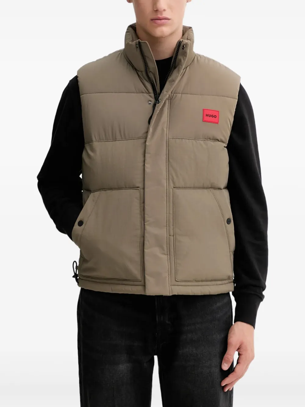 HUGO padded logo-patch gilet | Neutrals | Image 1