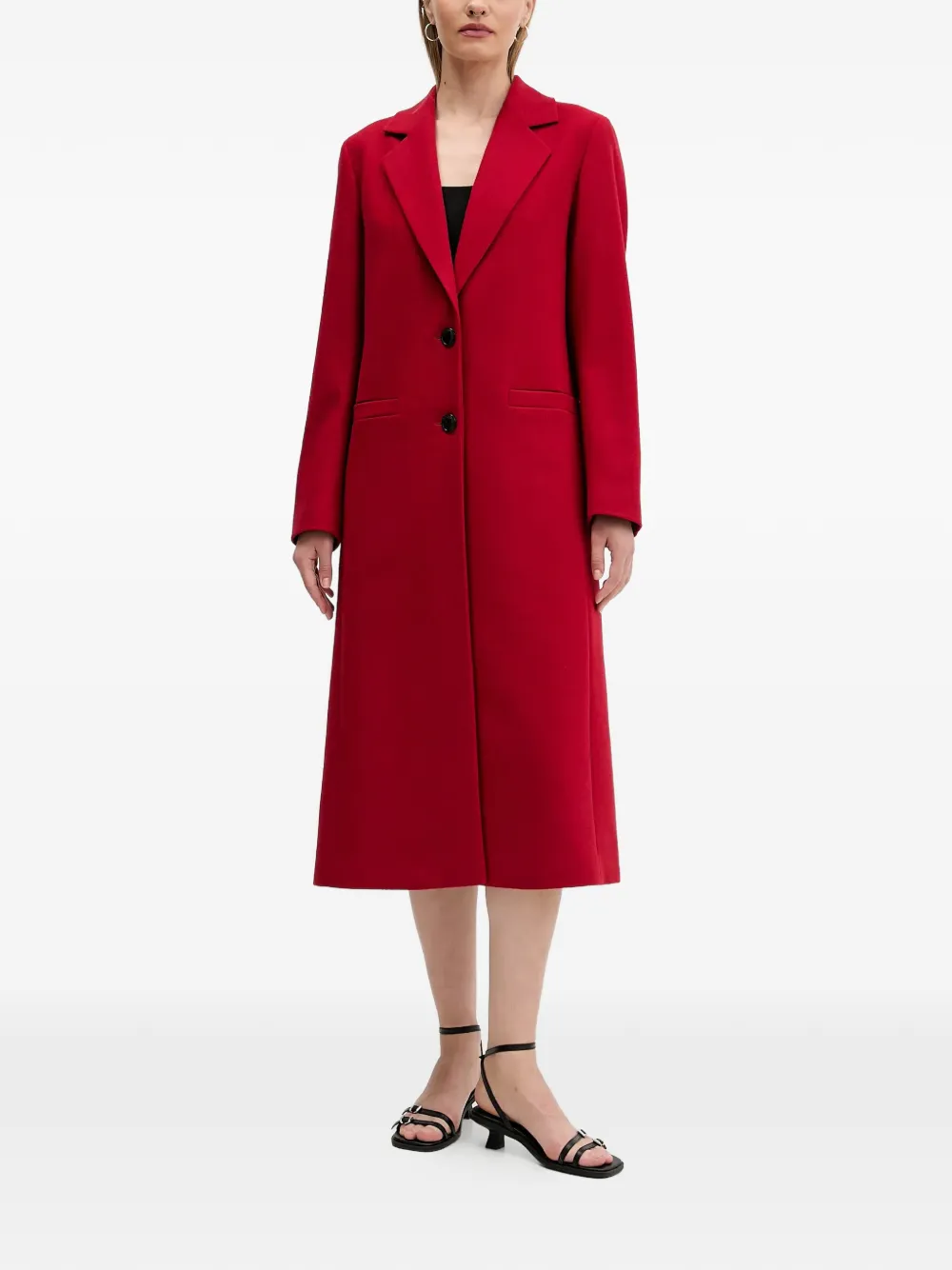 Hugo Boss Button-fastening Coat In Red