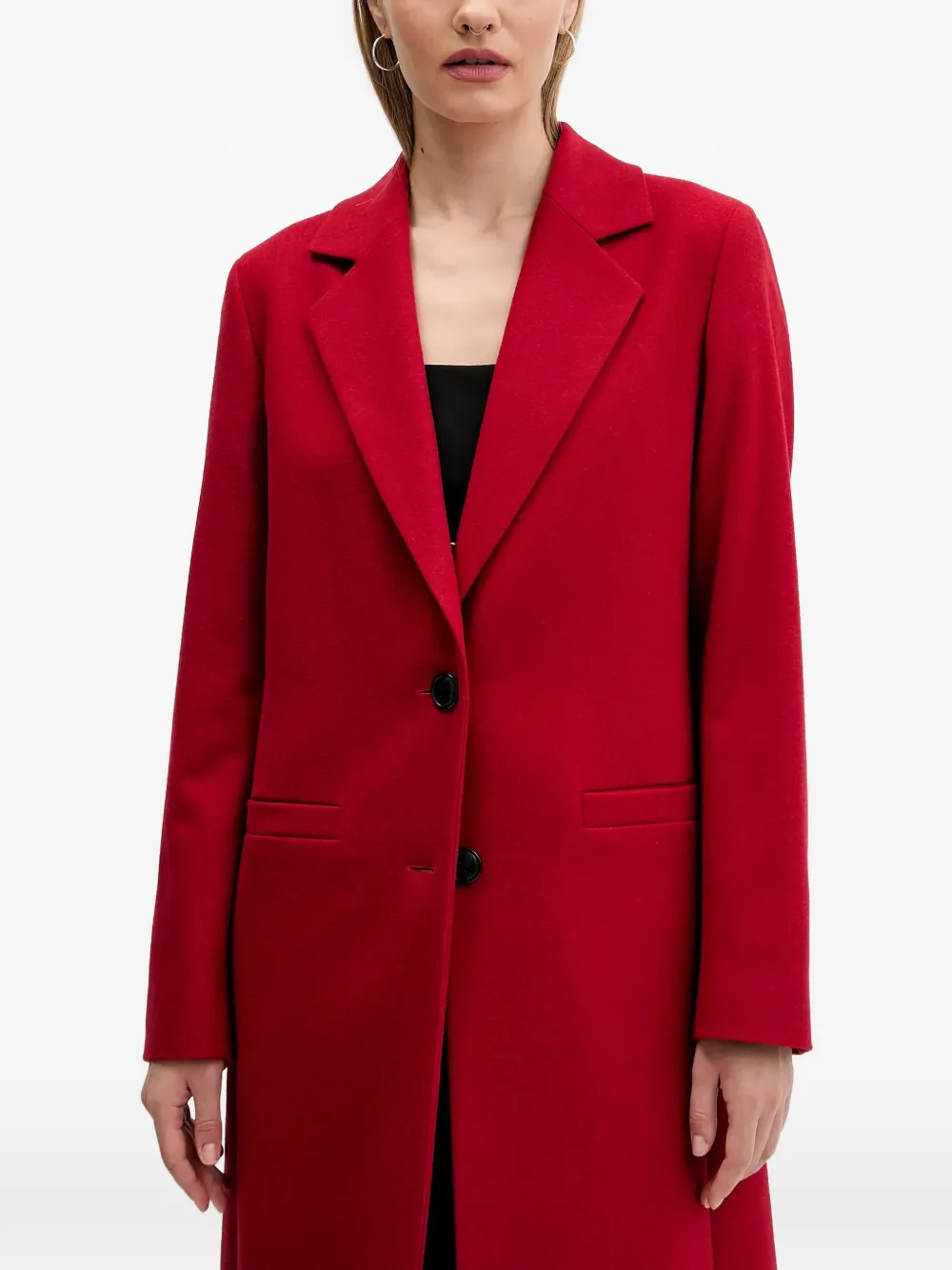 Hugo Boss Button-fastening Coat In Red