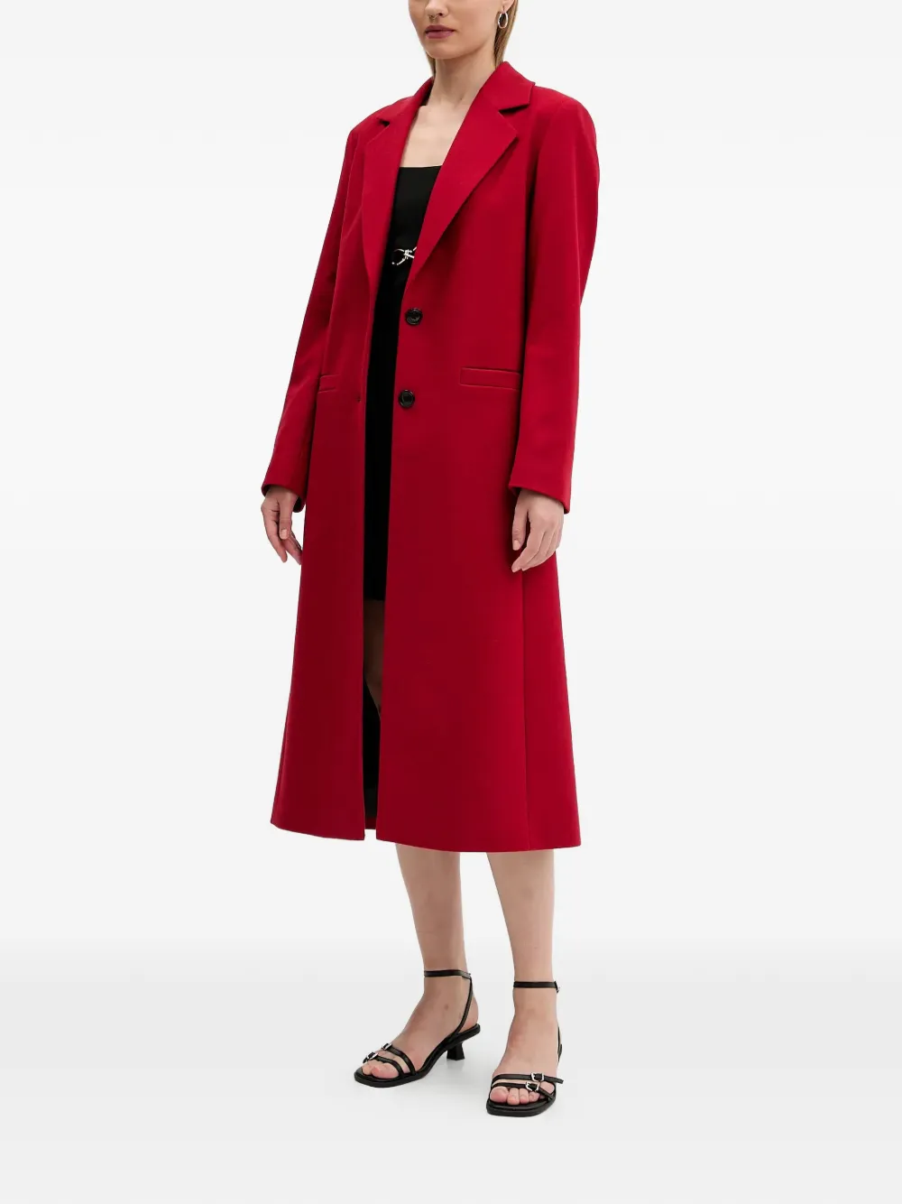 Hugo Boss Button-fastening Coat In Red