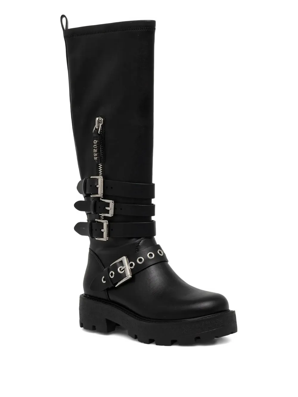 Guess Usa Buckle-strap Boots In Black