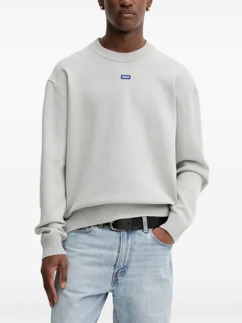 HUGO crew-neck logo-patch sweater