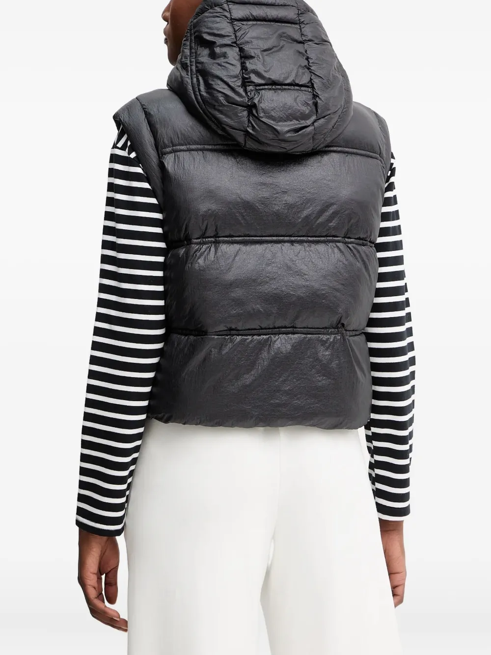 Guess Usa Hooded Quilted Gilet In Black