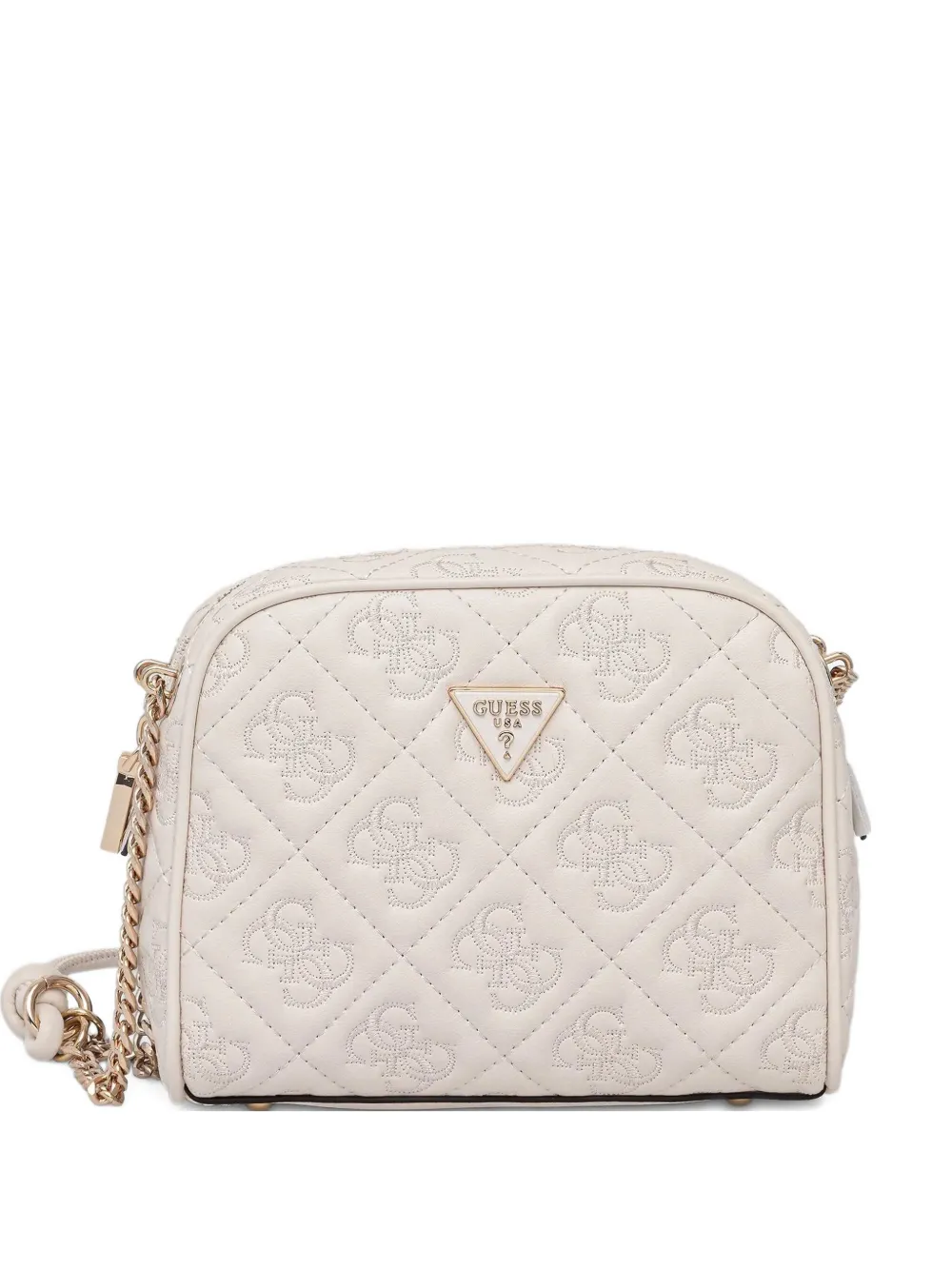 Guess Usa Quilted-design Chain-strap Crossbody Bag In White