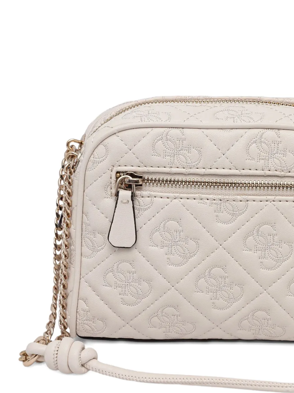 Guess Usa Quilted-design Chain-strap Crossbody Bag In White