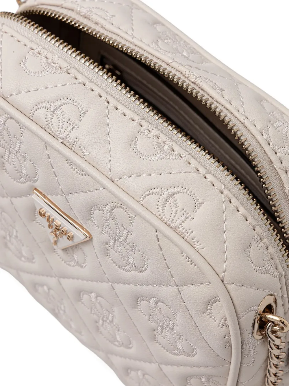 Guess Usa Quilted-design Chain-strap Crossbody Bag In White