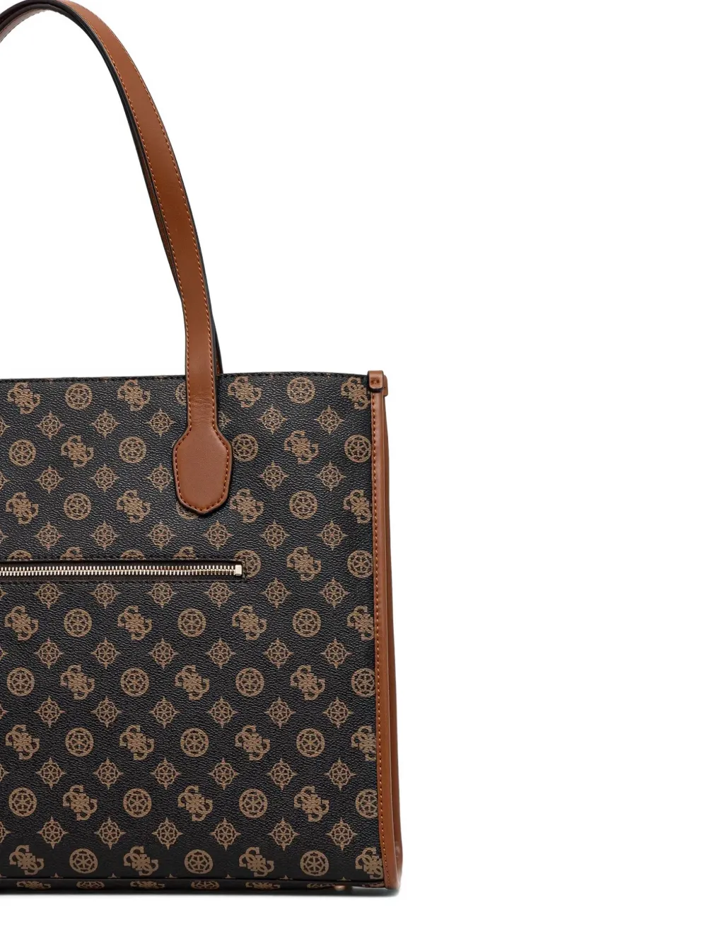 Guess Usa Monogram-pattern Logo-details Tote Bag In Brown