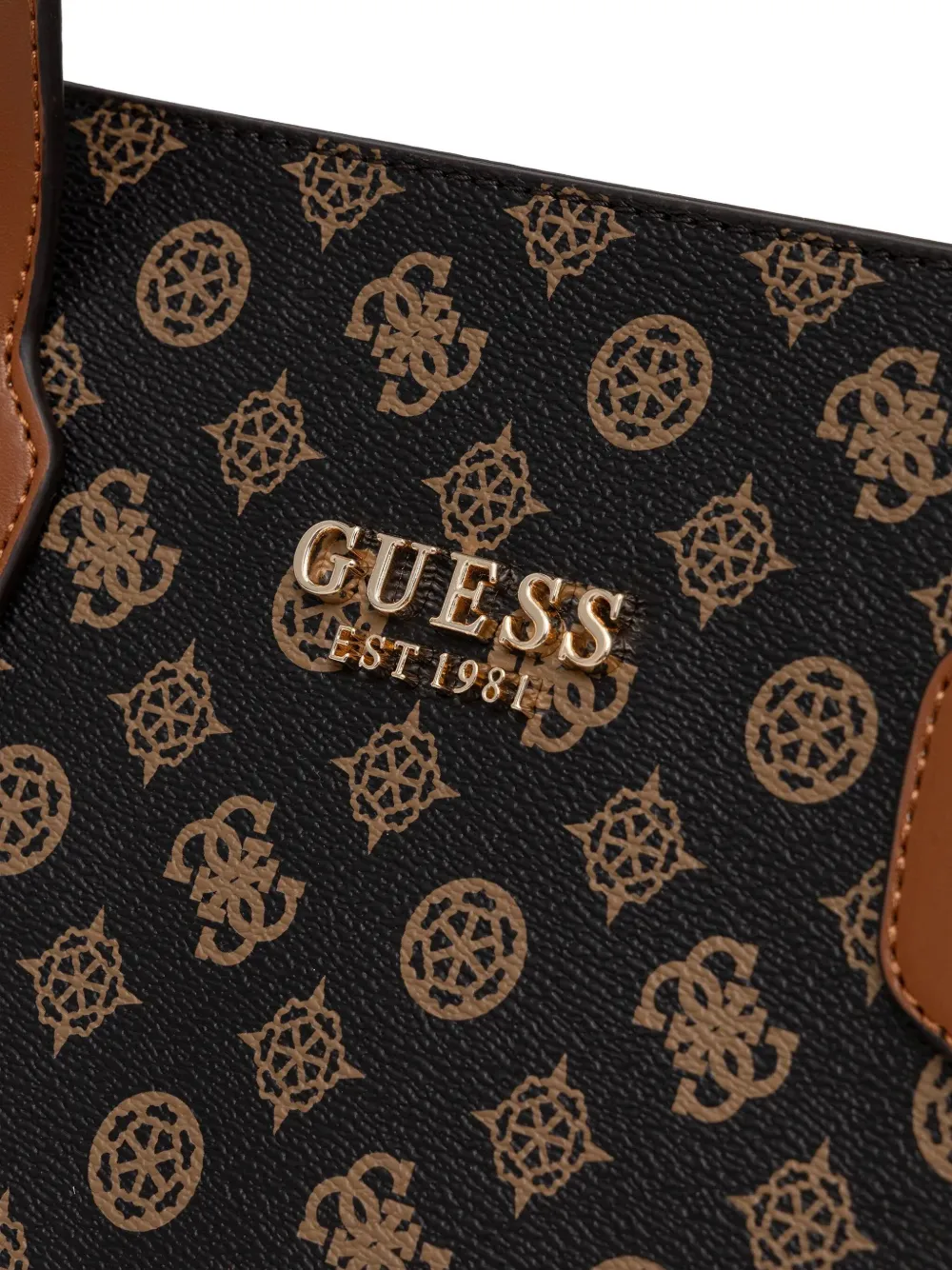 Guess Usa Monogram-pattern Logo-details Tote Bag In Brown