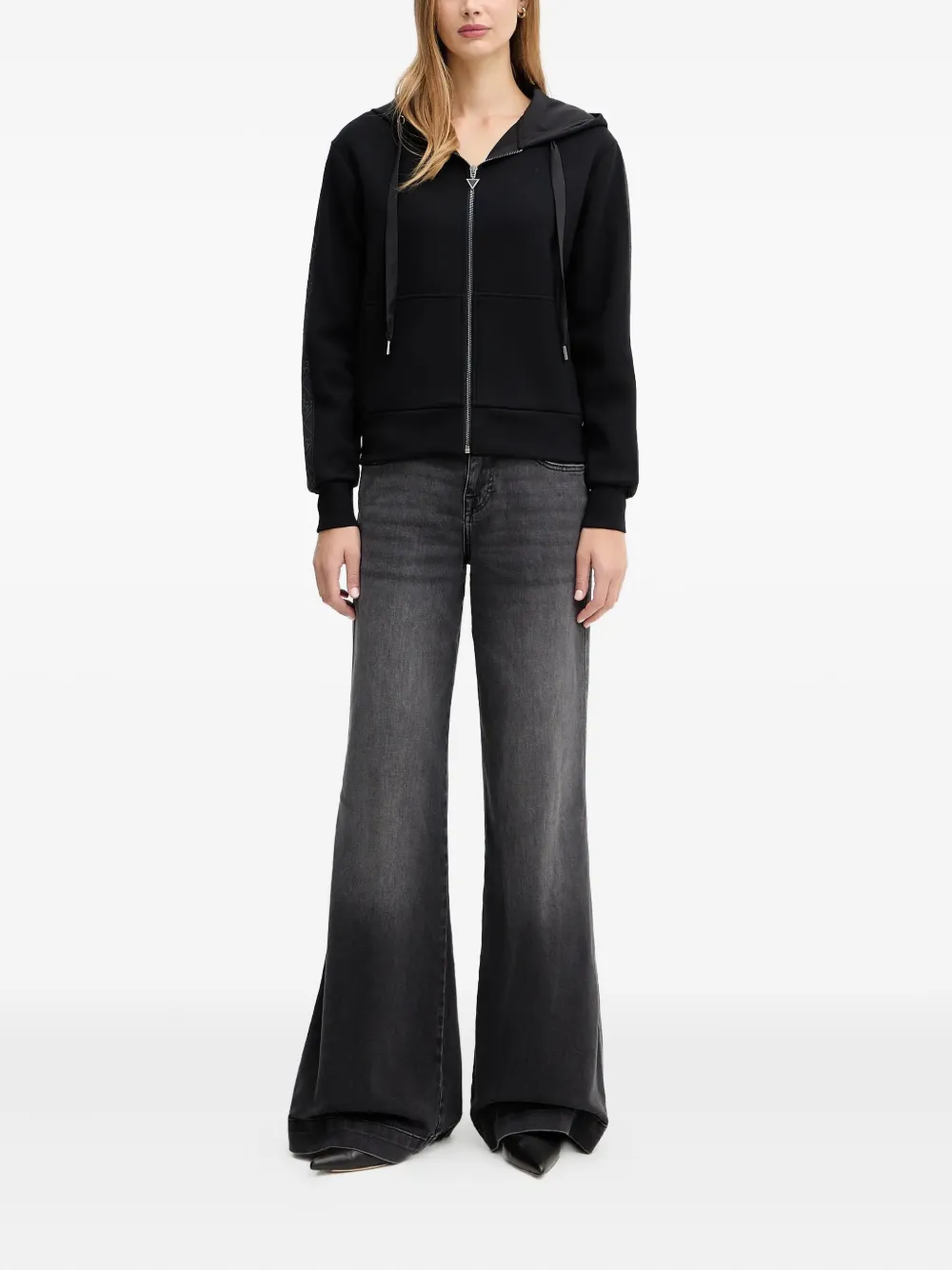 Guess Usa Zip-up Hoodie In Black