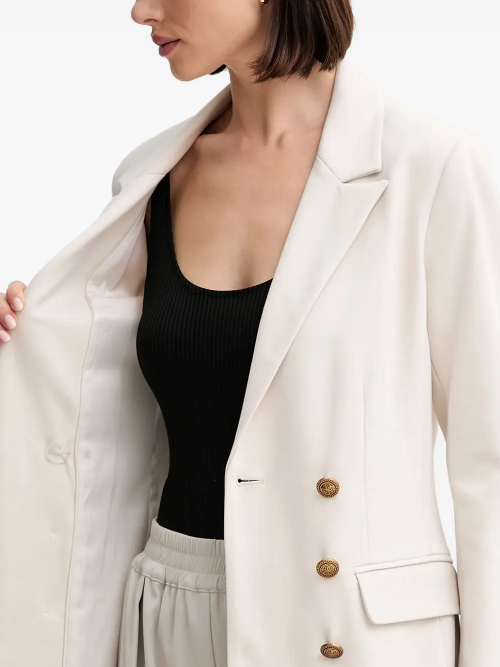 Guess Usa Double-breasted Blazer In White