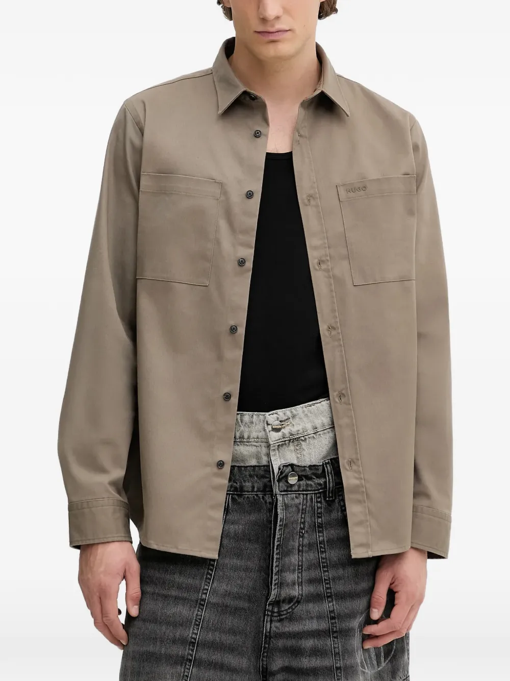 HUGO chemise à poche poitrine | tons neutres | Image 1