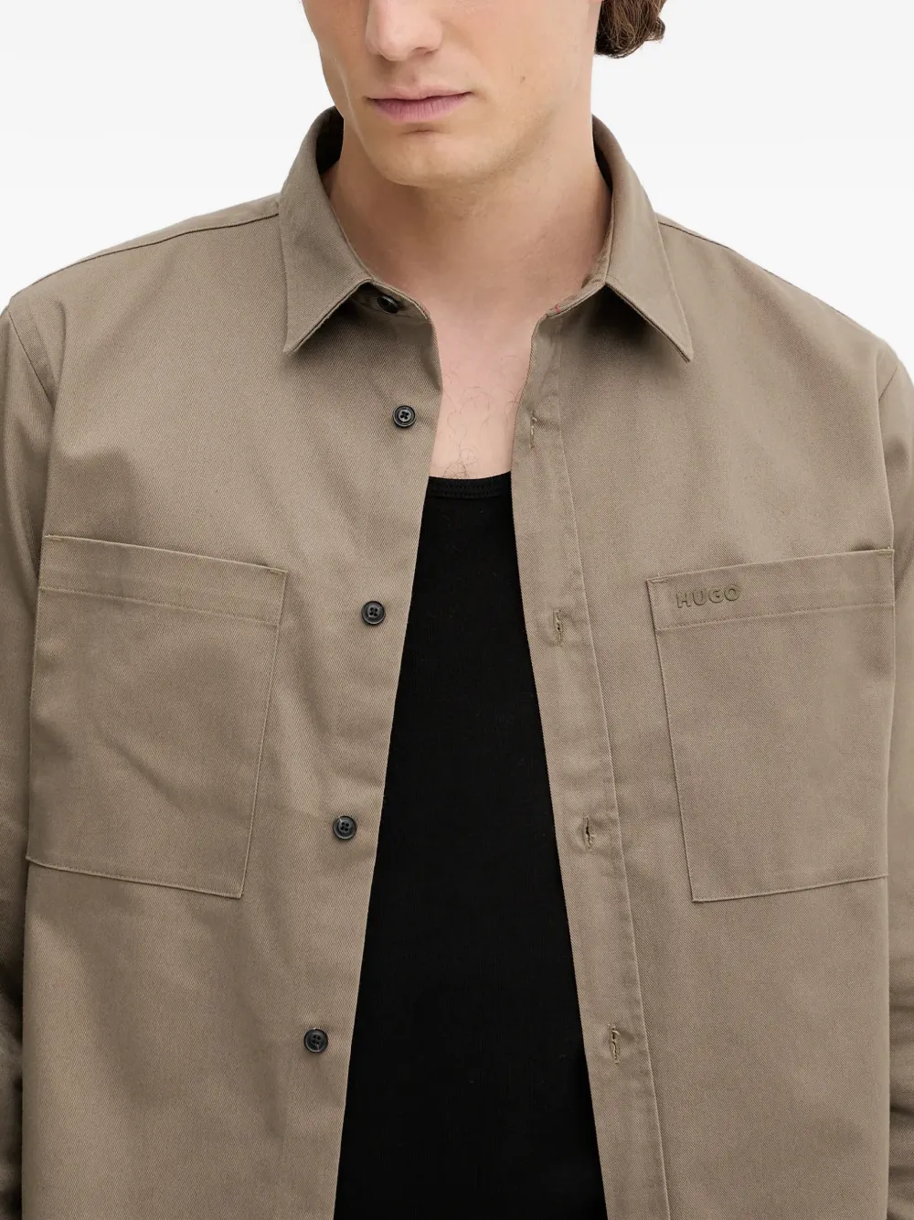 HUGO Overhemd met borstzak Beige