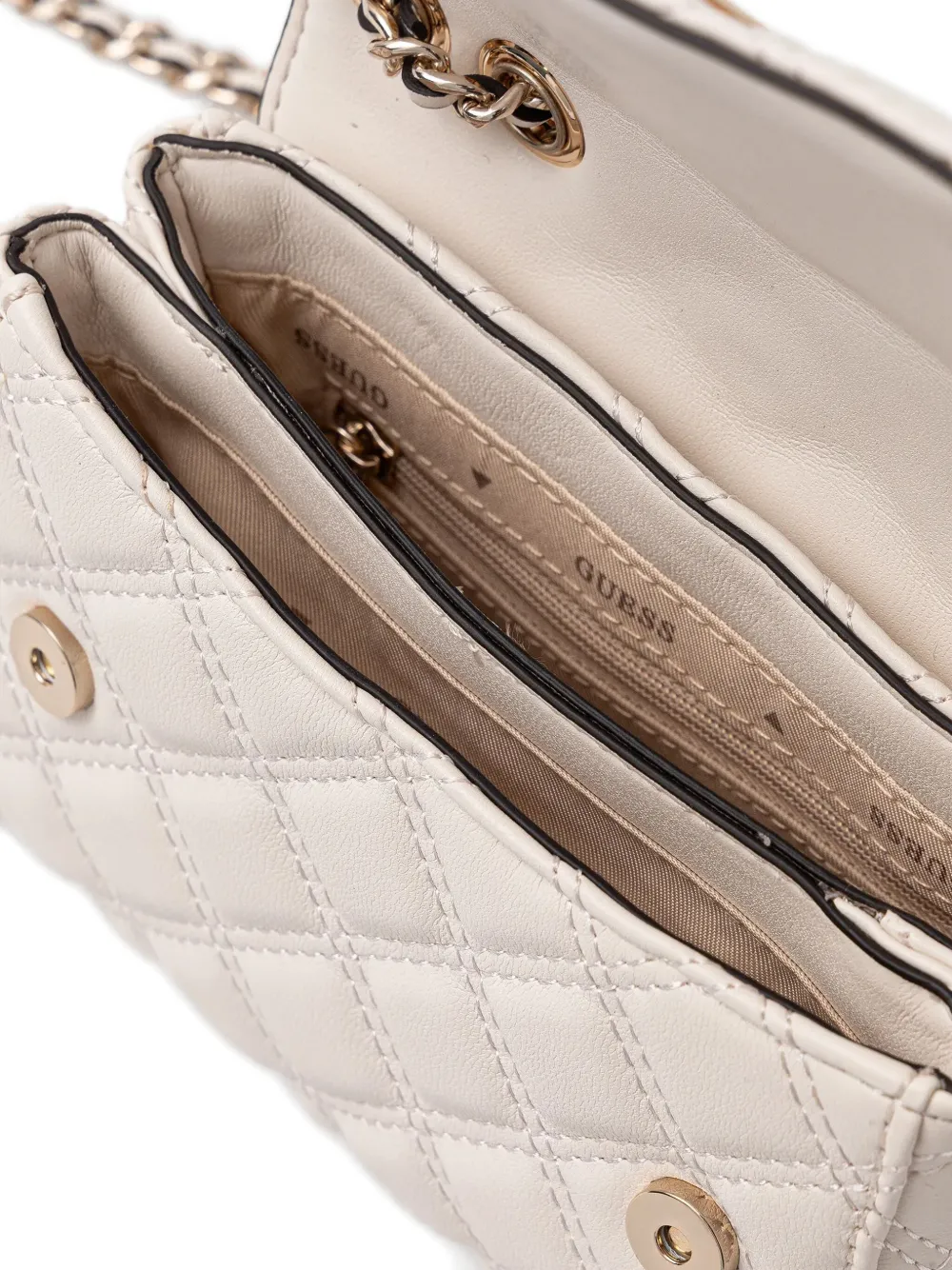 Guess Usa Quilted-design Crossbody Bag In White