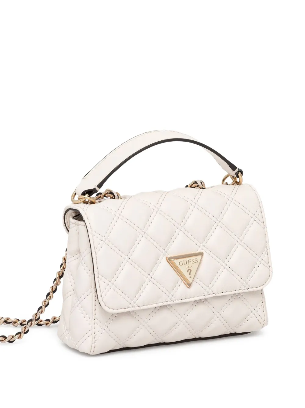 Guess Usa Quilted-design Crossbody Bag In White